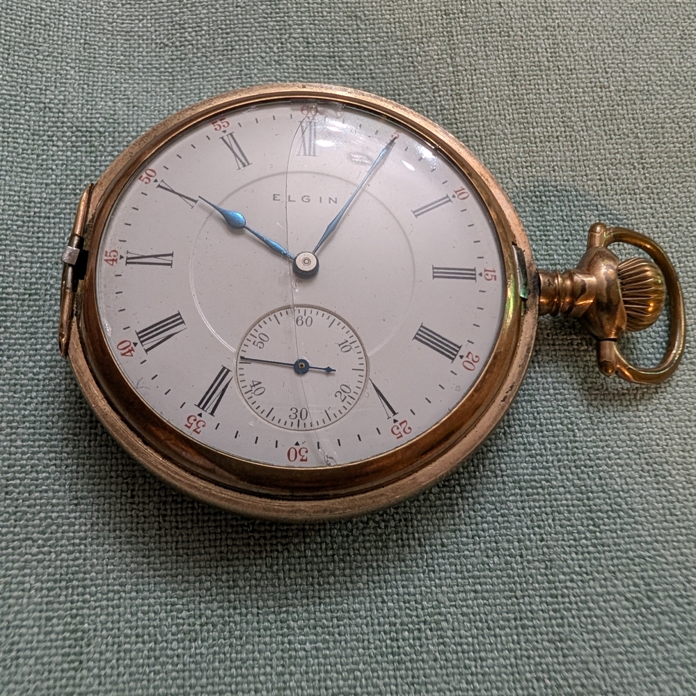 Working Elgin Men’s Gold-Tone Pocket Watch with Dial